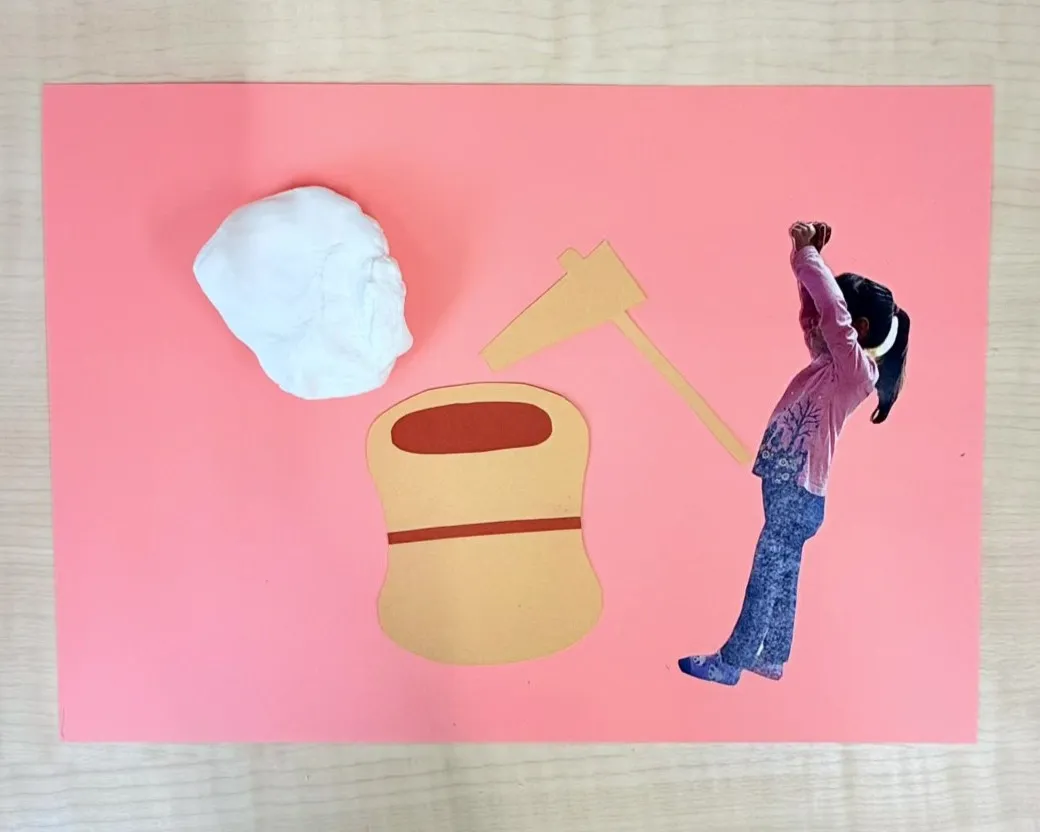 3歳児餅つき製作の材料のイメージ